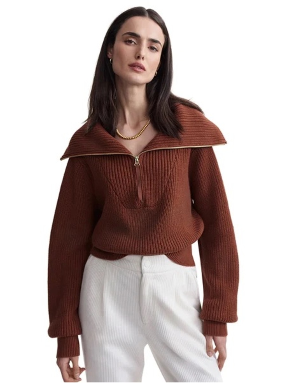 Varley mentone knit half zip sweater size large